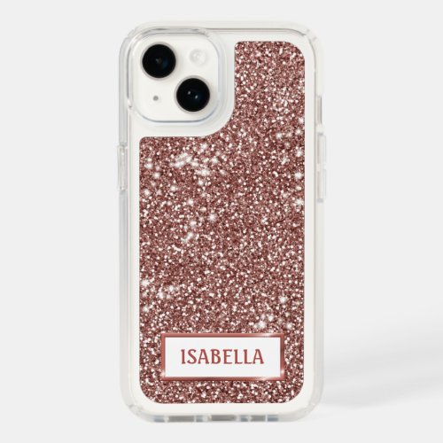 Faux Rose Gold Glitter Texture Look  Custom Name Speck iPhone 14 Case