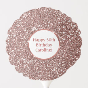 Faux Rose Gold Glitter Texture Look & Custom Text Balloon