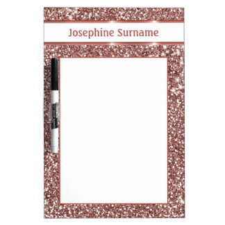 Faux Rose Gold Glitter Texture Look &amp; Custom Text Dry Erase Board