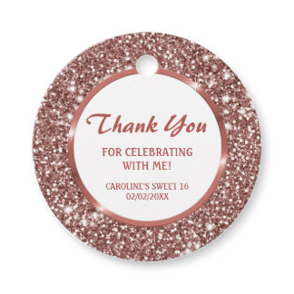 Faux Rose Gold Glitter Texture Look &amp; Custom Text Favor Tags