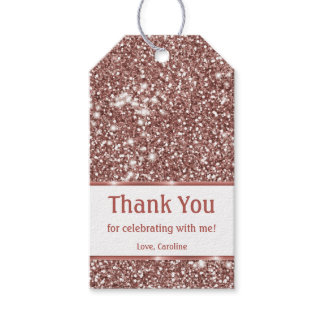 Faux Rose Gold Glitter Texture Look &amp; Custom Text Gift Tags