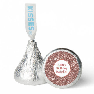 Faux Rose Gold Glitter Texture Look &amp; Custom Text Hershey®'s Kisses®