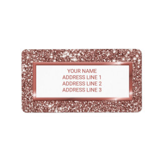 Faux Rose Gold Glitter Texture Look &amp; Custom Text Label