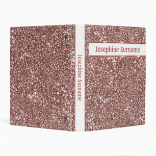 Faux Rose Gold Glitter Texture Look & Custom Text Mini Binder