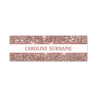 Faux Rose Gold Glitter Texture Look &amp; Custom Text Name Tag