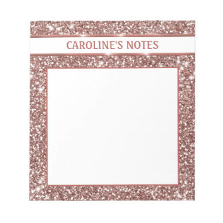 Faux Rose Gold Glitter Texture Look &amp; Custom Text Notepad