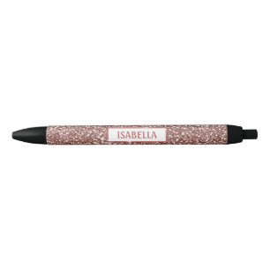 Faux Rose Gold Glitter Texture Look & Custom Text Pen