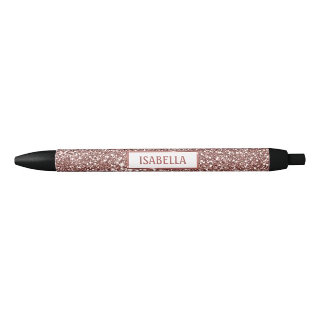 Faux Rose Gold Glitter Texture Look & Custom Text Pen (Front)
