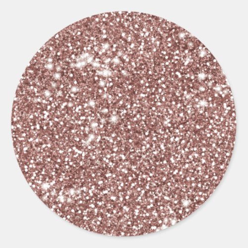 Faux Rose Gold Glitter Texture Look_like Design Classic Round Sticker