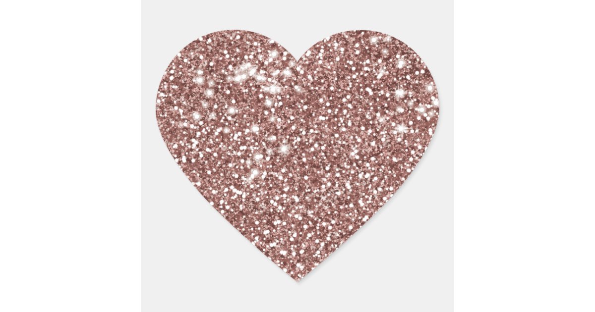 Faux Rose Gold Glitter Texture Look-like Design Heart Sticker | Zazzle