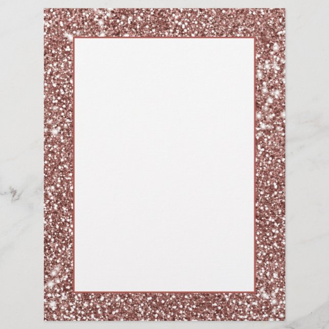 Faux Rose Gold Glitter Texture Look-like Design Letterhead (Front)