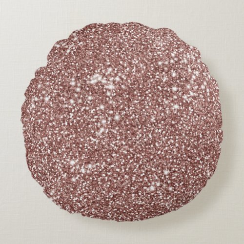 Faux Rose Gold Glitter Texture Look_like Design Round Pillow