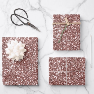 Faux Rose Gold Glitter Texture Look-like Design Wrapping Paper Sheets