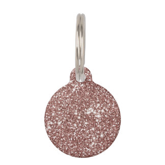 Faux Rose Gold Glitter Texture Look & Pet's Info Pet ID Tag