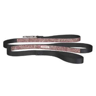 Faux Rose Gold Glitter Texture Look With Name Pet Leash