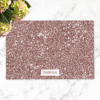 Faux Rose Gold Glitter Texture Look With Name Placemat