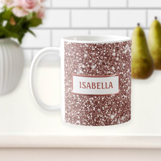 Faux Rose Gold Glitter Texture Look With Your Name Coffee Mug
