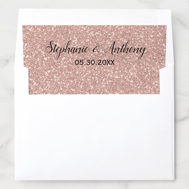 Faux Rose Gold Glitter Wedding Envelope Liner (In Envelope)