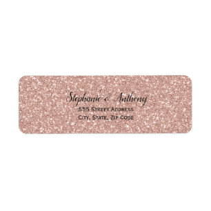 Faux Rose Gold Glitter Wedding Label