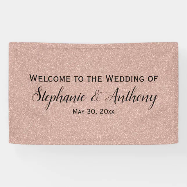 Faux Rose Gold Glitter Wedding Welcome Banner Zazzle