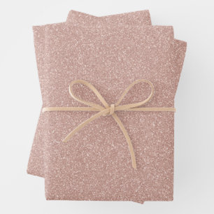 Faux Rose Gold Glitter Wrapping Paper Sheets