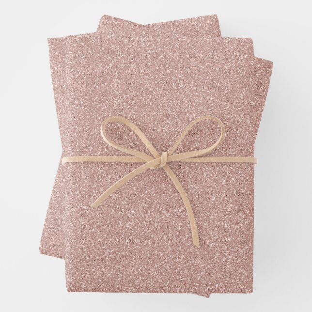 Faux Rose Gold Glitter  Wrapping Paper Sheets (In situ)