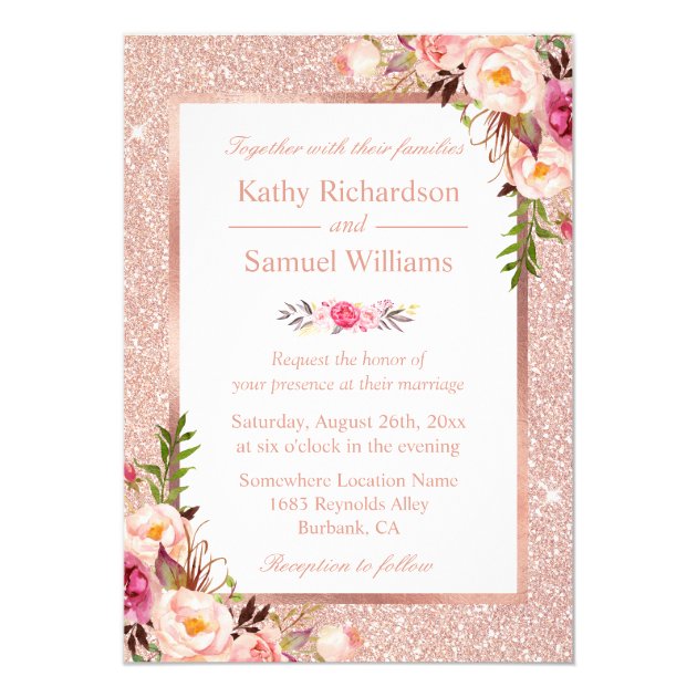 Rustic Pink, Fuchsia & Blush Floral Wedding Invitation with twine