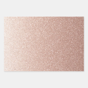 Faux Rose Gold Gradient Glitter Wrapping Paper Sheets