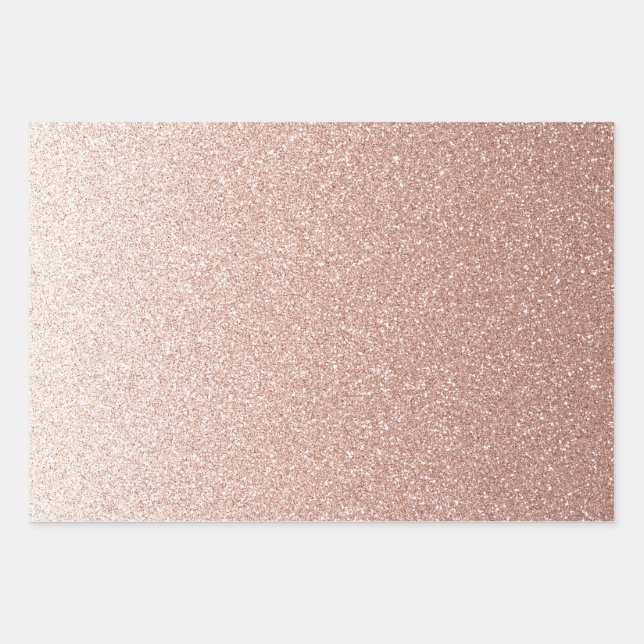 Faux Rose Gold Gradient Glitter  Wrapping Paper Sheets (Front)