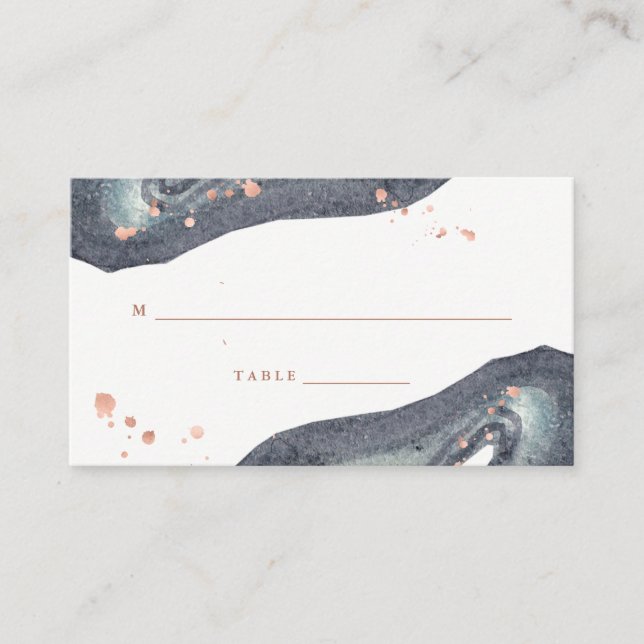 Faux Rose Gold | Gray Geode Wedding Escort Card (Front)
