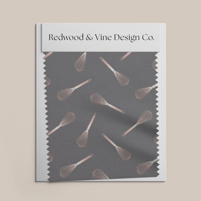 Faux Rose Gold & Gray Kitchen Whisk Pattern Fabric (Creator Uploaded)