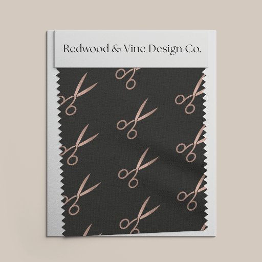 Faux Rose Gold Hair Salon Scissors Pattern Fabric