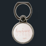 Faux rose gold "honeymoon vibes" Personalized Phone Ring Stand<br><div class="desc">Stylish  "honeymoon vibes" script in faux rose gold color on soft sparkle blush background,  with personalize name,  great personalized bride gifts for honeymoon.</div>