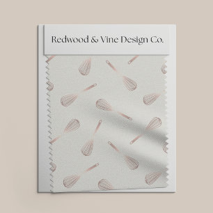 Faux Rose Gold & Ivory Kitchen Whisk Pattern Fabric
