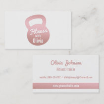 Faux Rose Gold Kettlebell Fitness Personal Trainer Business Card