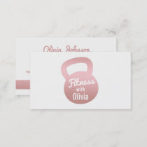 Faux Rose Gold Kettlebell Fitness Personal Trainer Business Card
