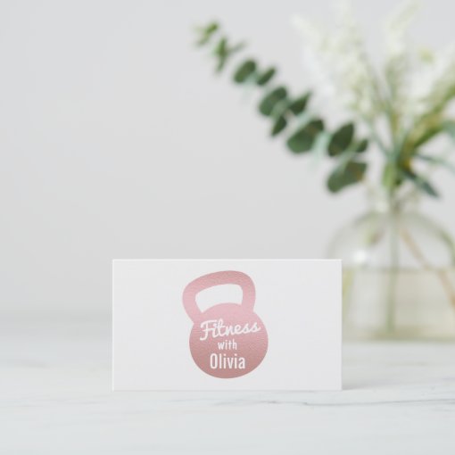 Faux Rose Gold Kettlebell Fitness Personal Trainer Business Card Zazzle