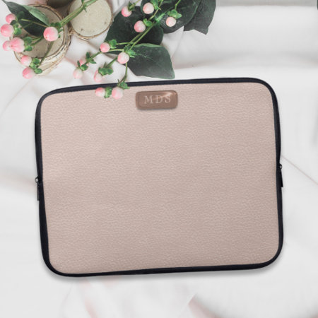 Faux Rose Gold Leather Pretty Blush Pink Modern Laptop Sleeve