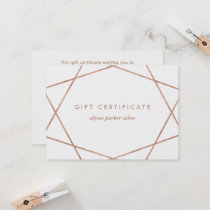 Faux Rose Gold Look Geometric | Gift Certificate