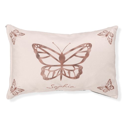 Faux Rose Gold Look_like Butterflies  Pets Name Pet Bed