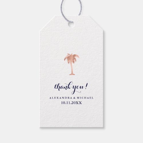 Faux Rose Gold Look Palm Tree Wedding Gift Tags