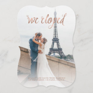 Faux Rose Gold Look We Eloped Photo Announcement