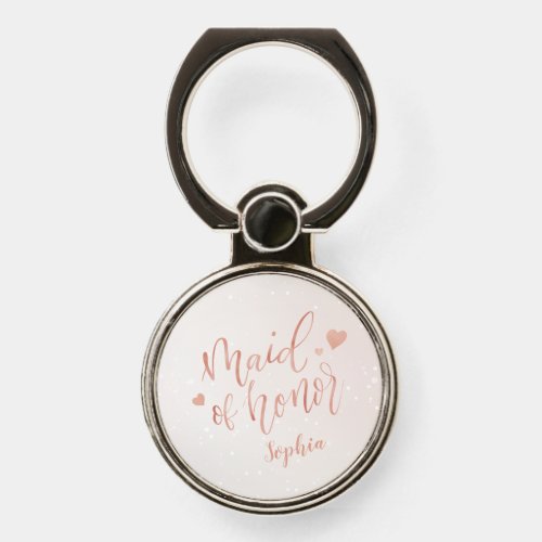 Faux rose gold Maid of Honor Personalized Phone Ring Stand