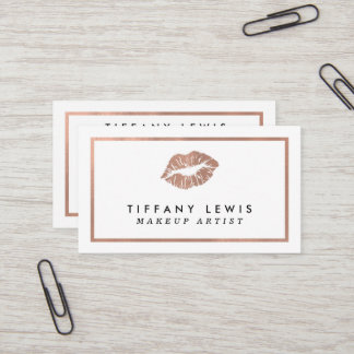 Faux Rose Gold Makeup Artist Business Cards