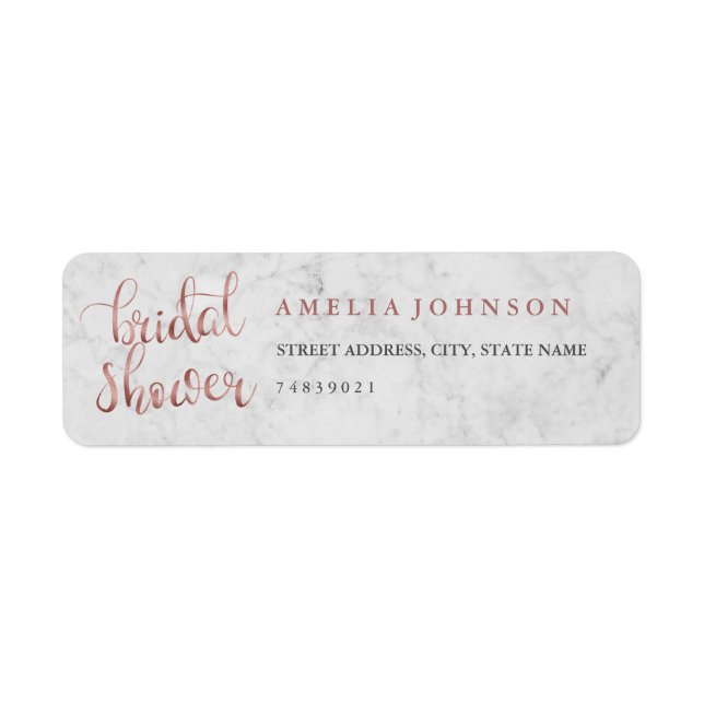 Faux Rose Gold Marble Address Label (Front)