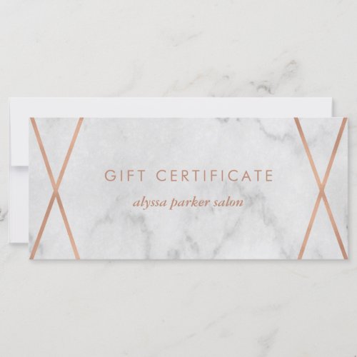 Faux Rose Gold Marble Geometric  Gift Certificate