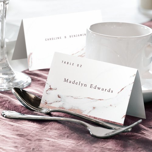 Faux rose gold marble modern Foldable Place Card