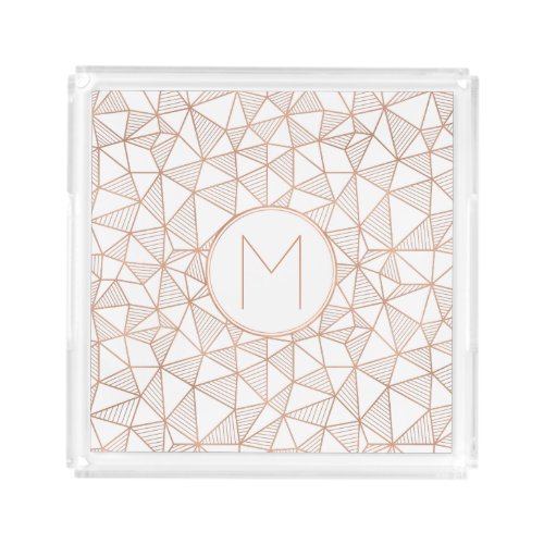 Faux Rose Gold Modern Geometric Acrylic Tray