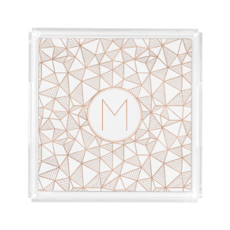 Faux Rose Gold Modern Geometric Serving Tray