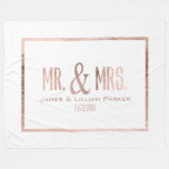 Faux Rose Gold Mr. And Mrs. Monogram Wedding Fleece Blanket at Zazzle